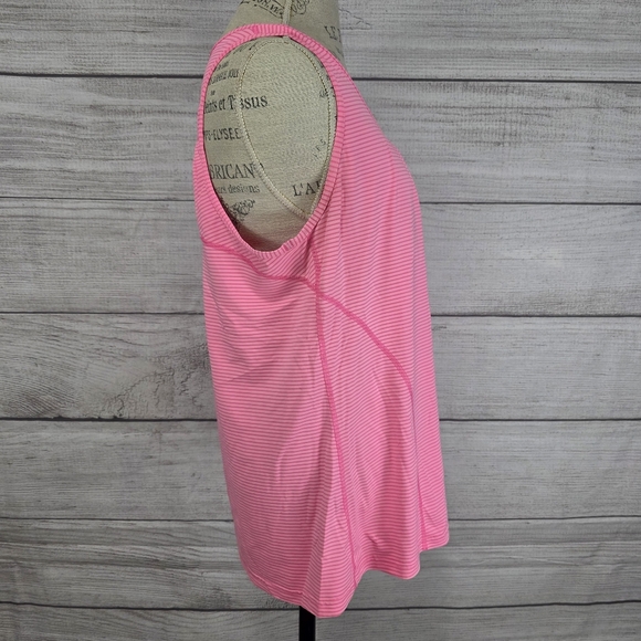 Kirkland Signature Women's Neon Pink Moisture Wicking Striped Tank Top - Picture 2 of 4